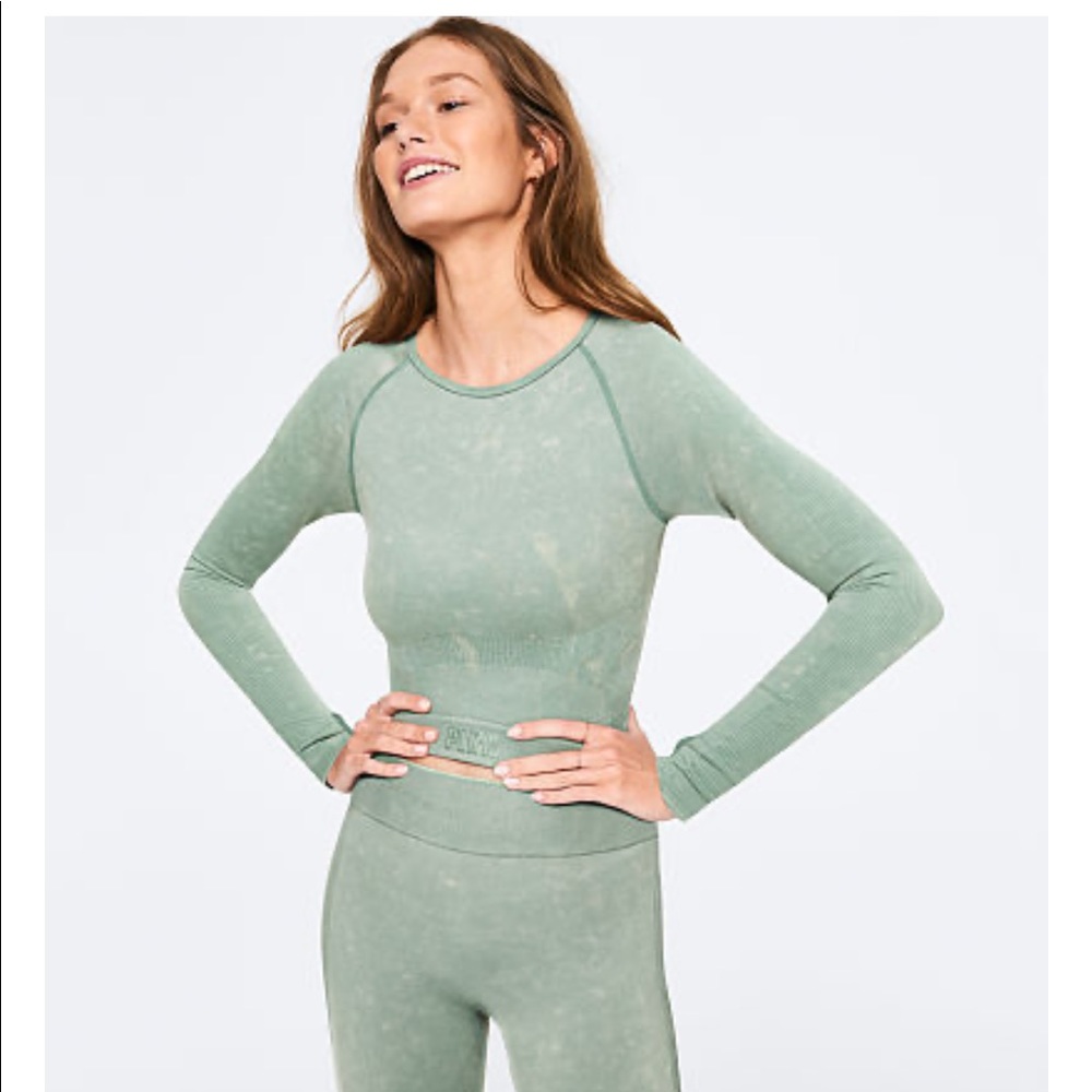 PINK Seamless Workout Tight Green Set!